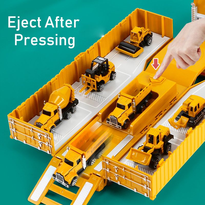 Набор детских машинок спецтехники (строительный набор): бетономешалка (автобетоносмеситель), самосвал, экскаватор, фронтальный погрузчик трактор