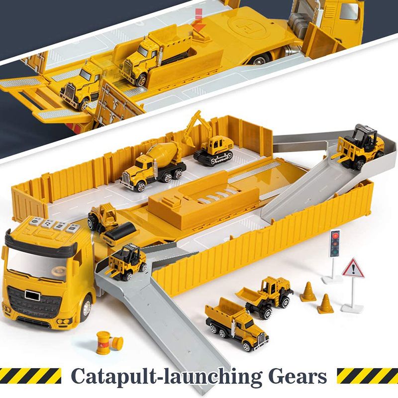 Набор детских машинок спецтехники (строительный набор): бетономешалка (автобетоносмеситель), самосвал, экскаватор, фронтальный погрузчик трактор