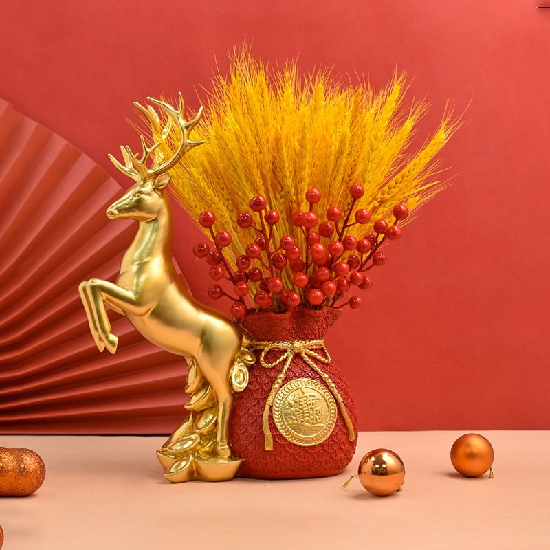 Ваза Олень Голова Золотой
