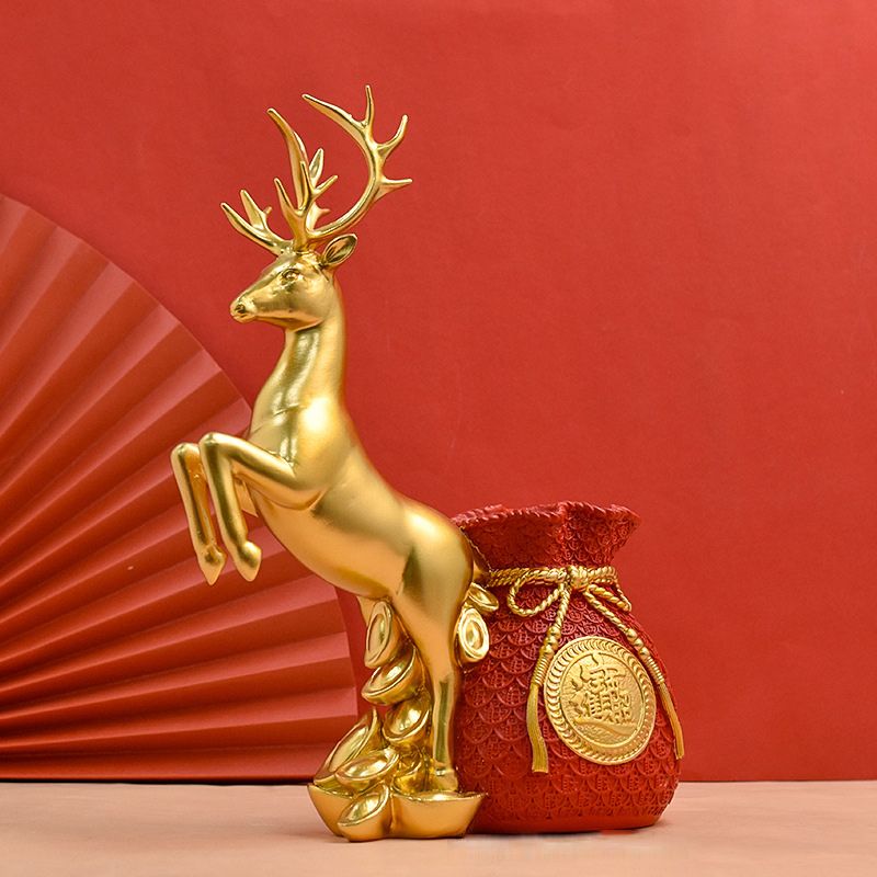 Ваза Олень Голова Золотой