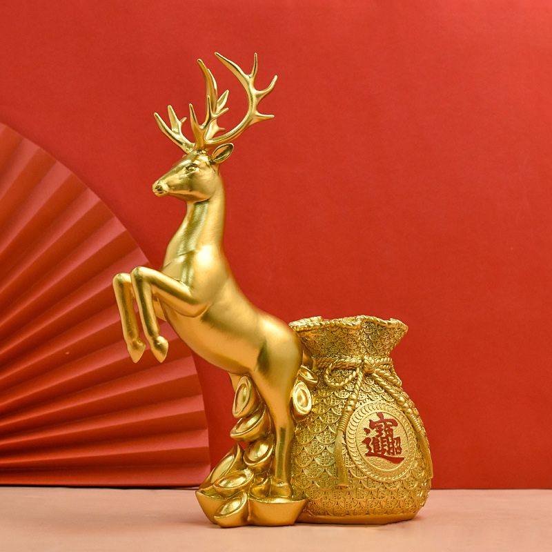 Ваза Олень Голова Золотой